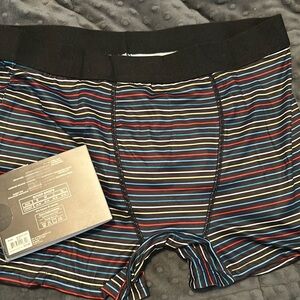 New Moisture Wicking Blue Stripe Boxer Briefs - Medium